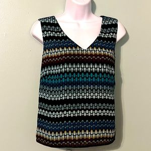 Julian Taylor New‎ York Blouse Only Size 10 Sleeveless Blues/Brown